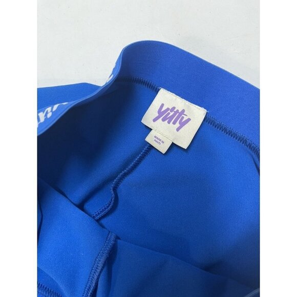 Yitty Pants Womens Blue Leggings Capri High Rise Shaping Workout Logo - Picture 7 of 7